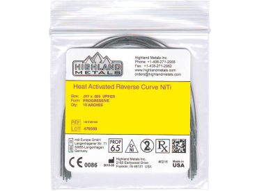 Nichel-titanio termo attivabile "Heat activated" con curva inversa, Progressive, RETTANGOLARE (Highland Metals Inc.)