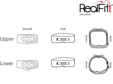 RealFit™ I - Bande molari, Kit introduttivi, Arcata inf., combin. singola (dente 47, 37)  MBT* .018"