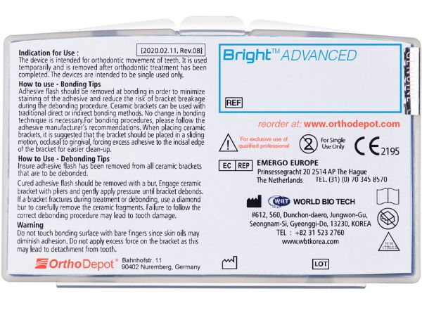 Bright™ ADVANCED, Set (Arcata sup. / inf.  3 - 3), Roth .018"