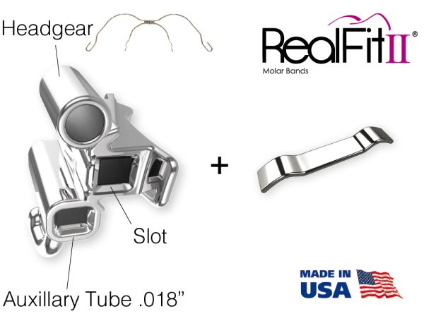 RealFit™ II snap - Intro-Kit, arc. sup., combinazione tripla + chiusura palatale (dente 17, 16, 26, 27) Roth .022"